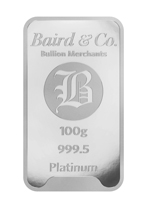 100g Platinum Minted Bar